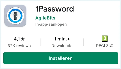 Screenshot van 1Password in de App Store