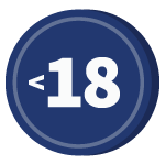 Cirkel met daarin "<18"