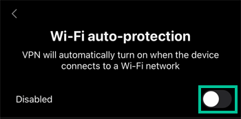Pagina "Wi-Fi auto-protection" in de iOS app van AdGuard VPN