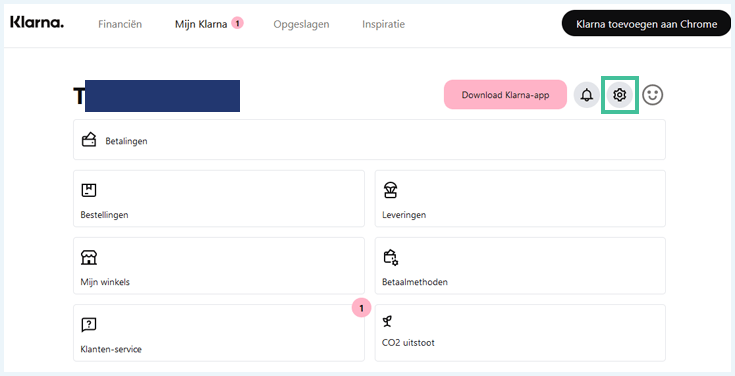 Gebruikersportaal van Klarna
