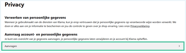 Knop om persoonlijke gegevens op te vragen bij Klarna