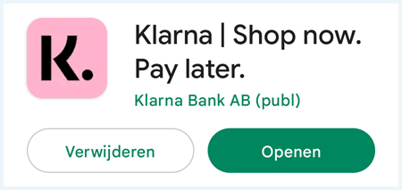 Klarna in de Google Play Store