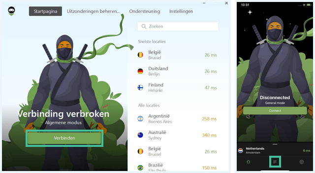 Windows app en iOS app van AdGuard VPN naast elkaar