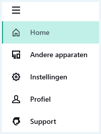 Menu van Kaspersky VPN Secure Connection