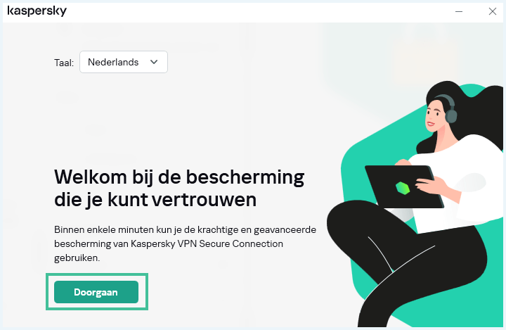 Eerste stap van de installatiewizard van Kaspersky VPN Secure Connection