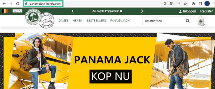 Gekopieerde website van Panama Jack onder een nieuwe domeinnaam panamajack-belgie