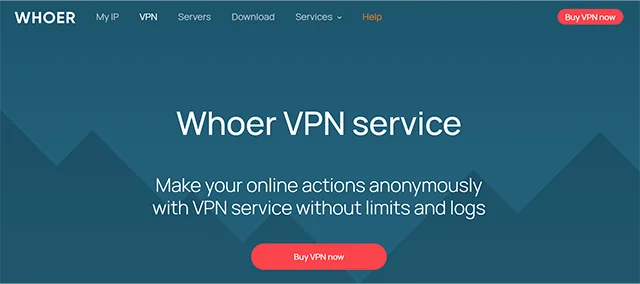 Whoer VPN website homepage