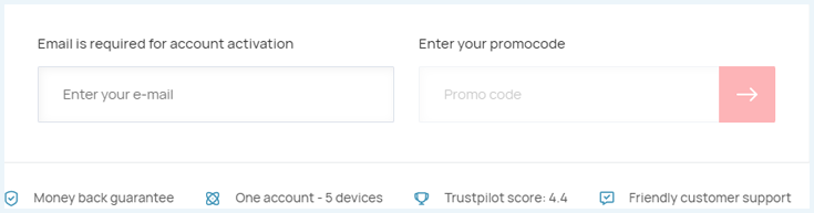 Formulier om je e-mail in te voeren om een Whoer VPN account aan te maken