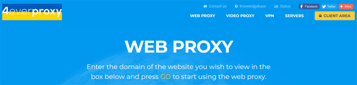 Homepage van de proxywebsite 4everproxy