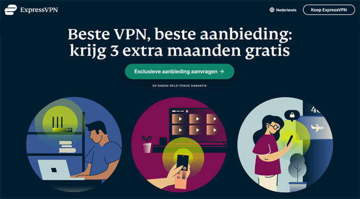 Homepage van de ExpressVPN website