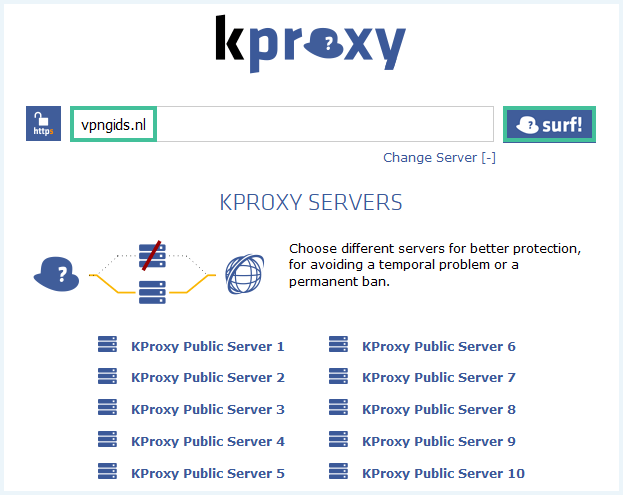 URL invoerbalk voor de proxywebsite KProxy