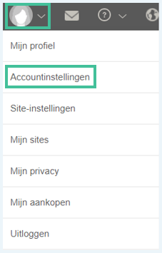 Het menu van MyHeritage waarbij het profiel-icoon en Accountinstellingen zijn uitgelicht