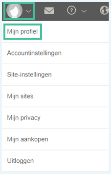 Het menu van MyHeritage waarbij het profiel-icoon en Mijn Profiel zijn uitgelicht