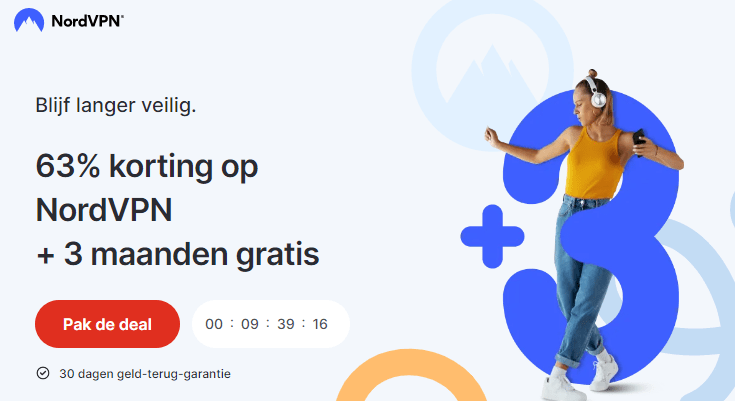 Homepage van de NordVPN website