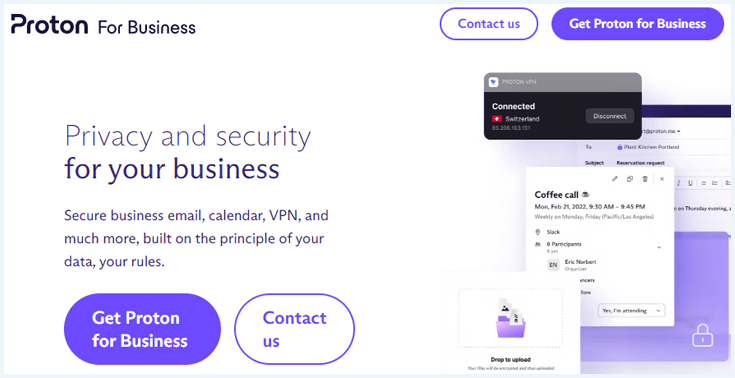 Proton Business Website Homepage