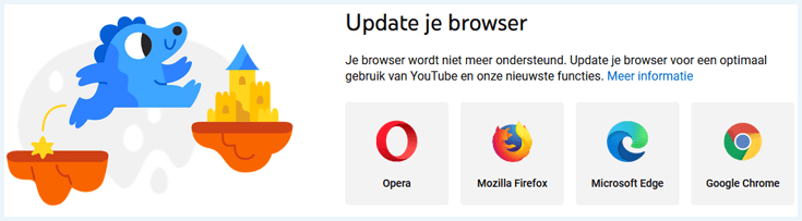 Melding van ProxySite dat je je browser moet updaten