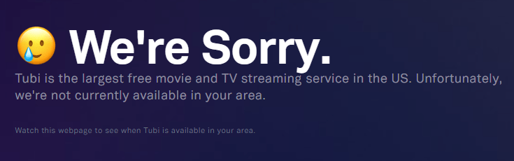 Melding dat de website van Tubi TV niet beschikbaar is in jouw regio