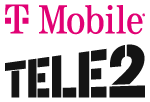 T-Mobile en TELE2 logo naast elkaar