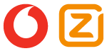Vodafone en Ziggo logo icoontjes naast elkaar