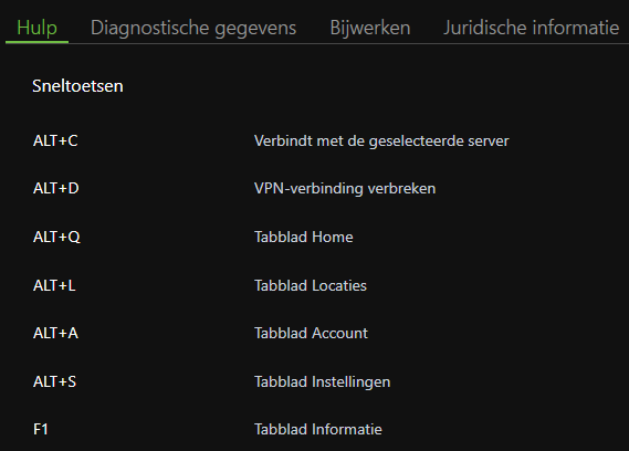 Shortcuts van IPVanish