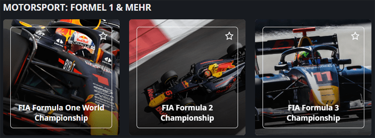 Formel 1 auf der Webseite von ServusTV: FIA Formel 1, FIA Formel 2, FIA Formel 3