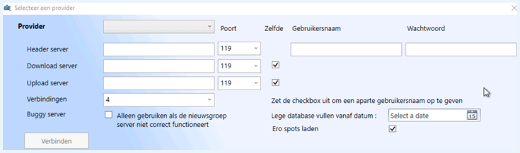 Het inlogscherm van Spotnet software