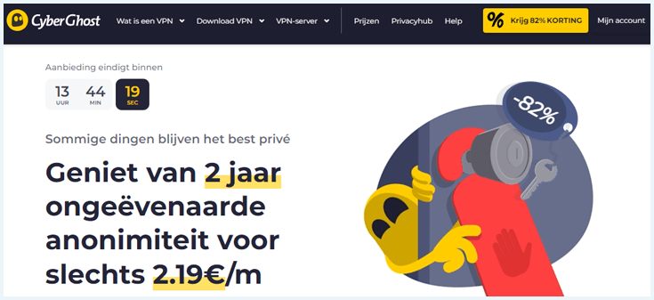 Homepage van de CyberGhost website