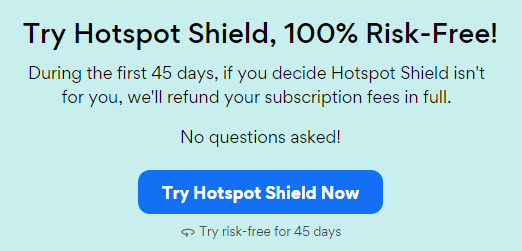 Knop om Hotspot Shield gratis uit te proberen