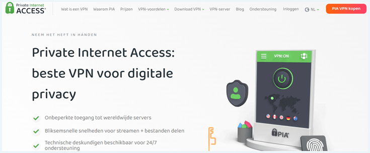 Homepage van de PIA website