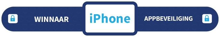 Banner met daarop de tekst Winnaar, Appbeveiliging en de tekst iPhone