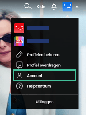 Overzicht van profielopties bij Netflix met account omcirkeld