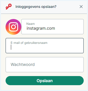 Formulier van ExpressVPN Keys om inloggegevens op te slaan