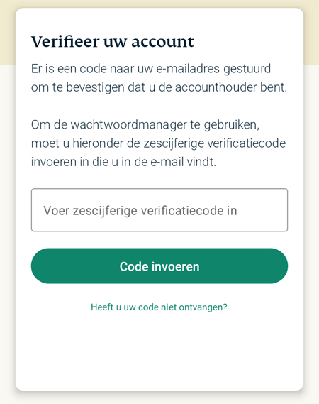 Scherm van ExpressVPN Keys om je account te verifiëren