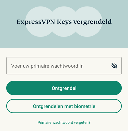 Scherm van ExpressVPN Keys om je primaire wachtwoord in te voeren