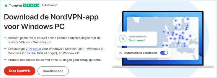 Downloadpagina van NordVPN