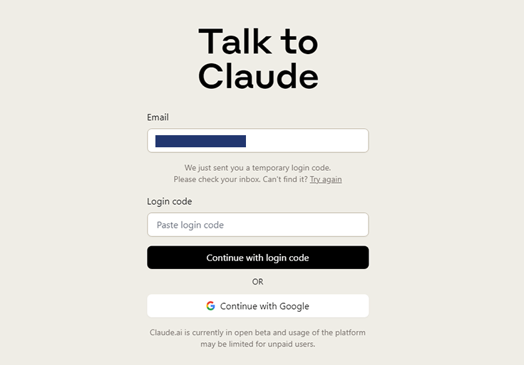 Chatbot Claude verificatiecode invoeren screenshot