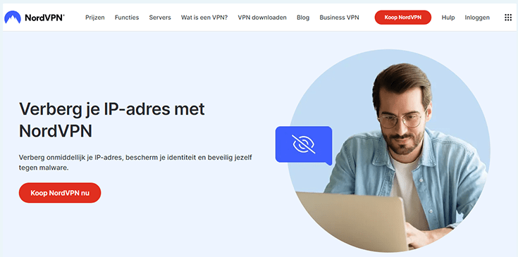Website NordVPN met informatie over IP-adres verbergen