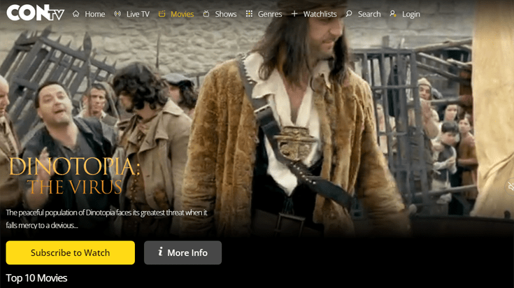 Homepage van de website ConTV