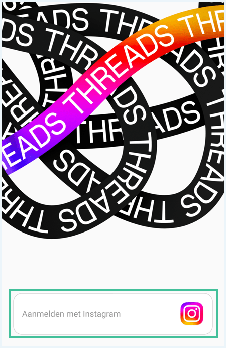 De app Instagram Threads waarbij de knop Aanmelden met Instagram is uitgelicht