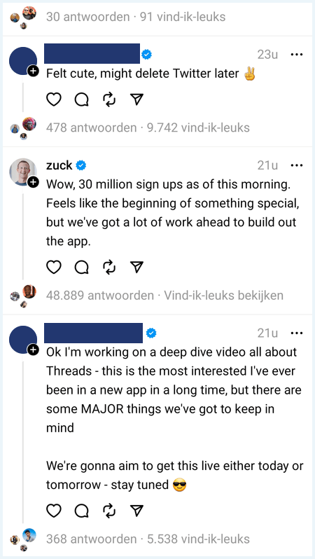 Look en feel van Instagram Threads