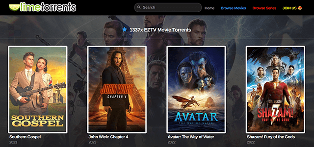 Homepage van de torrent-website LimeTorrents