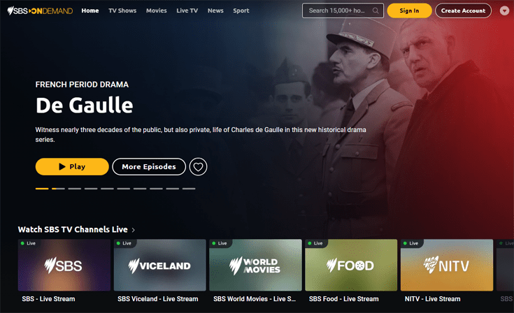 Homepage van de website SBS on Demand