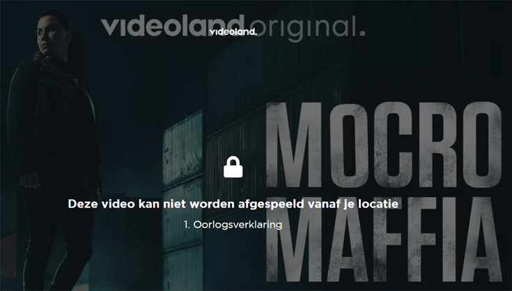De foutmelding deze video kan niet worden afgespeeld vanaf je locatie op de Videoland website