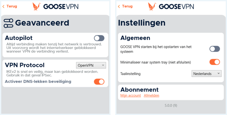 Instellingen en geavanceerde instellingen van GOOSE VPN