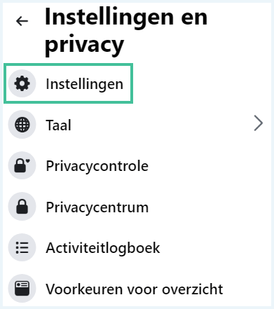 Facebook scherm instellingen en privacy