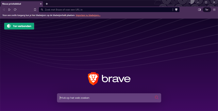 De Brave-browser met een verbinding met Tor
