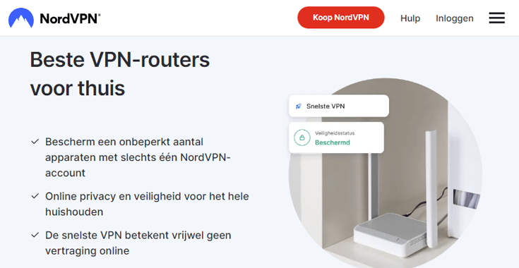 NordVPN-pagina met informatie over VPN-routers