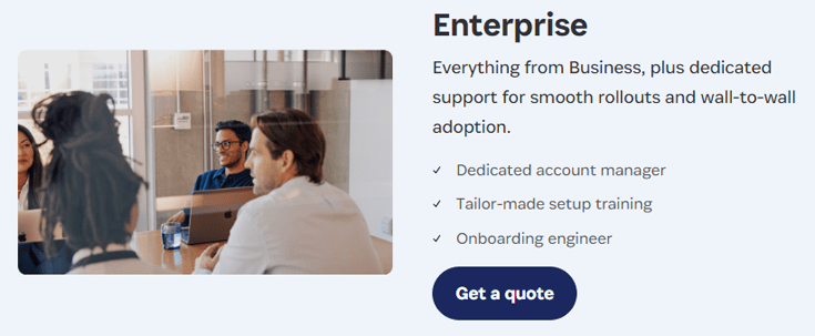 1Password-pagina met informatie over Enterprise-pakket