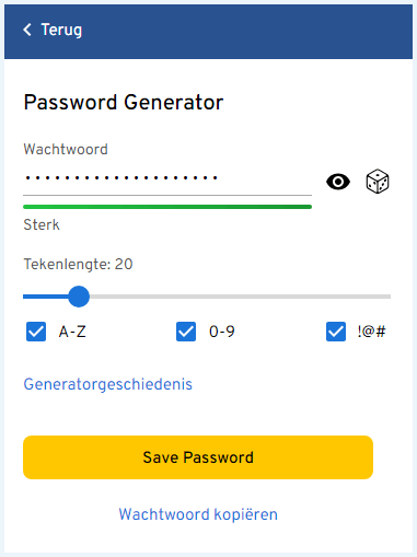 Wachtwoordgenerator van Keeper wachtwoordmanager in de browserextensie