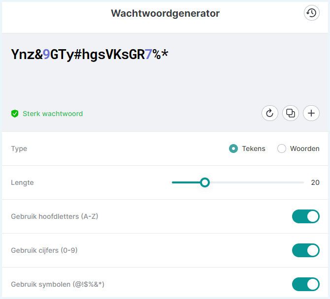 Password generator van NordPass met een sterk wachtwoord